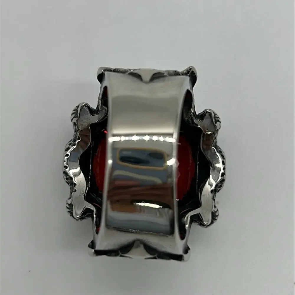 Men's Ring With Red Zirconia Size 12 NWT